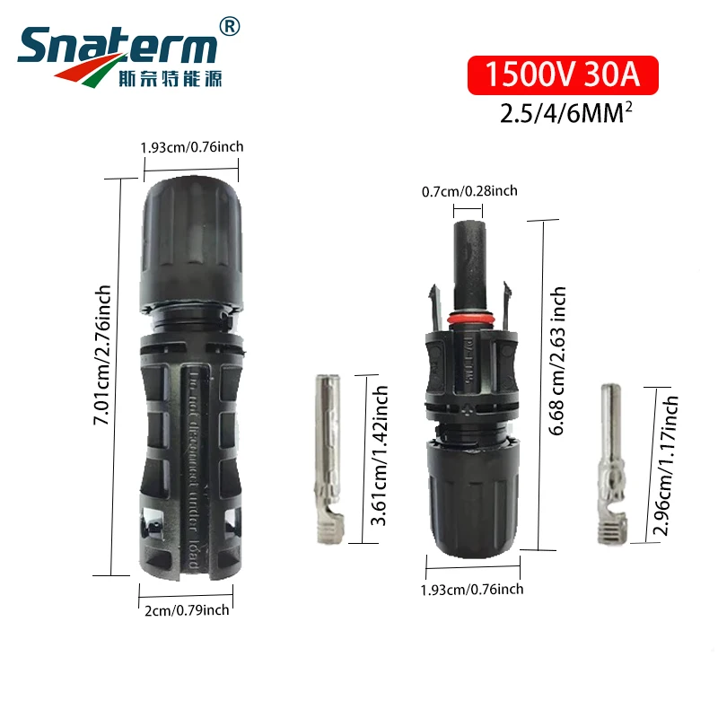 1Pair 1500V 30A Pair of Solar Connector Solar Solar Plug Cable Connectors (male and female) for Solar Panel 10/12/14AWG PV cable