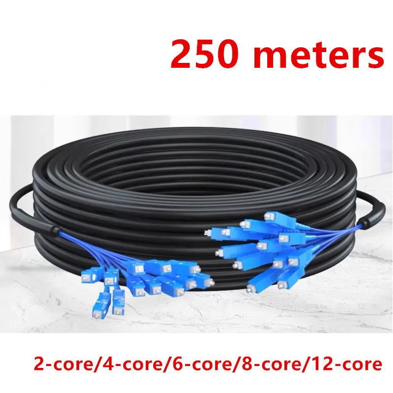 

Outdoor SC UPC Armored Optical Cable, Single Mode, 2-core,4-core,6-core,8-core,12-core, Welding-free Optical Fiber,Jumper,250m