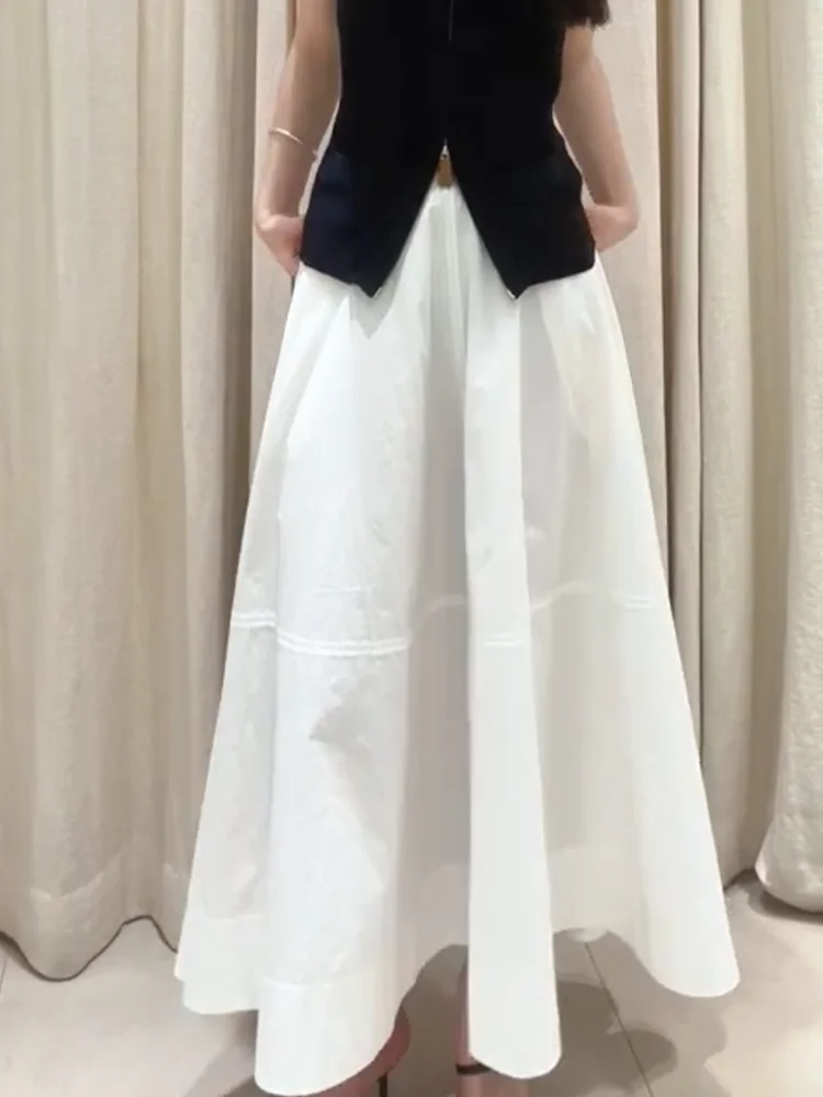 Saia A-Line Branca mata de Cintura Alta, Estilo Solto, Moda Coreana de Verão, Saia de Crimento Médio para Mulheres ...