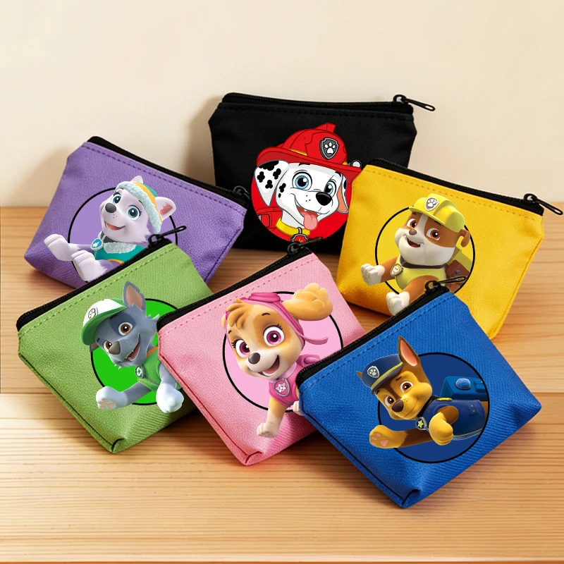 

Paws Patrol Wallet Cute Anime Game DIY Canvas Bag Boys Girl Pure Zipper Coin Key MoneyBag Pocket Kids Hand-held Small Coin Purse