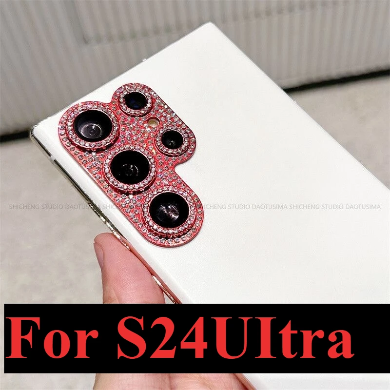 Shiny Bling Diamond Camera Lens Protector For Samsung S24 Ultra Rhinestone Metal Screen Protect Film For Galaxy S24U