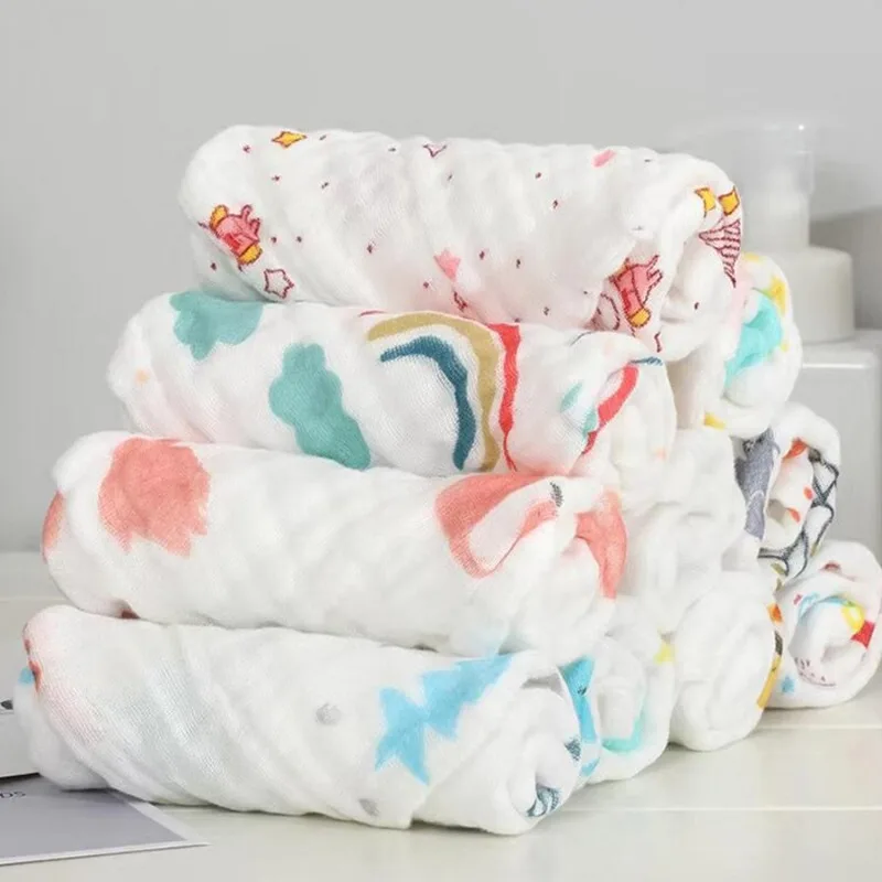 5pcs/lot 6 Layers Soft Baby Towels Baby Face Towel Handkerchief Bathing Feeding