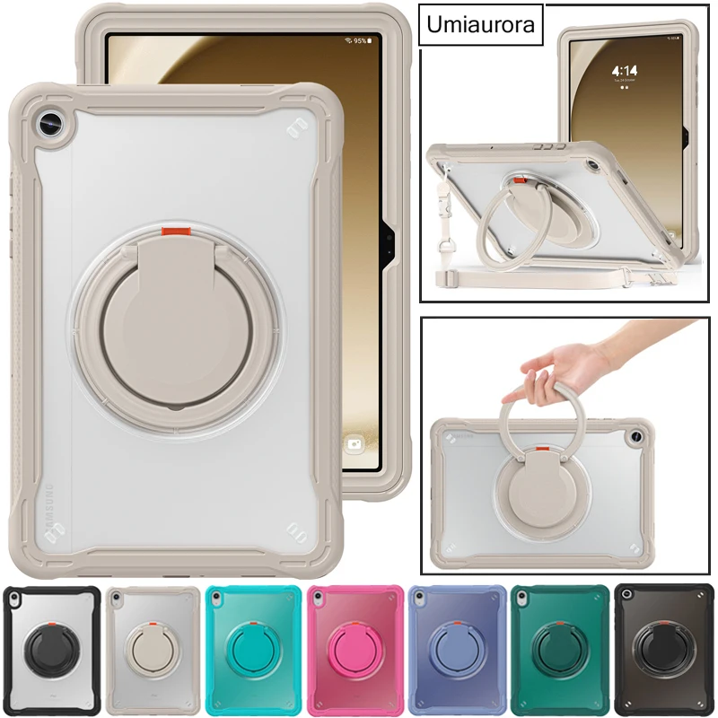

For Samsung Tab A11 8.7" SM-X130 A9+ A11+ Plus SM-X230 X210 Shockproof Silicon PC Hybrid Tablet Case Hand Ring Stand Armor Funda