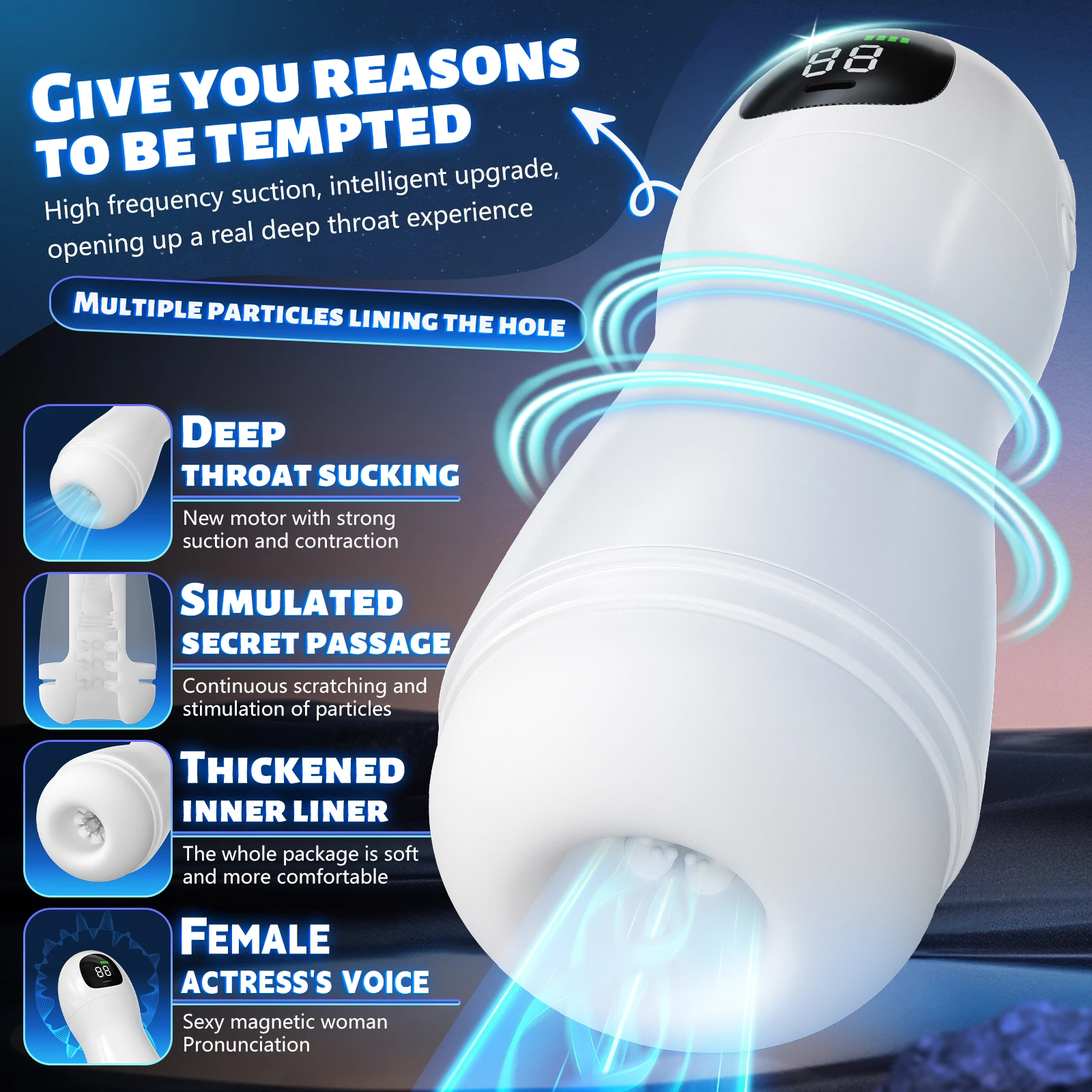 AIERLE LED Automatic Male Masturbator Vibration Sucking Machine Masturbation 9 Sucking Vibrating Modes Adults Sex Toys for Men 4