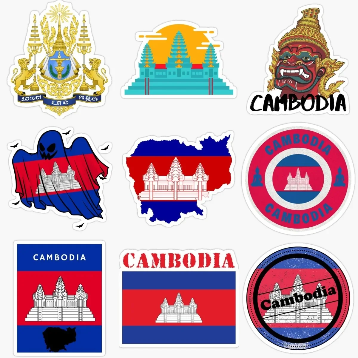 

Cambodia Flag Map Emblem Creative Sticker for Decorate Fridge Bicycle Room Car Table Off-road Motorcycle Off-road Decal