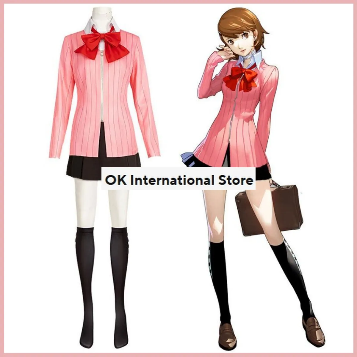 Anime Game Persona 3: Dancing Moon Night Yukari Takeba Cosplay Costume P3 Lovely Pink JK Uniform Woman Carnival Halloween Suit