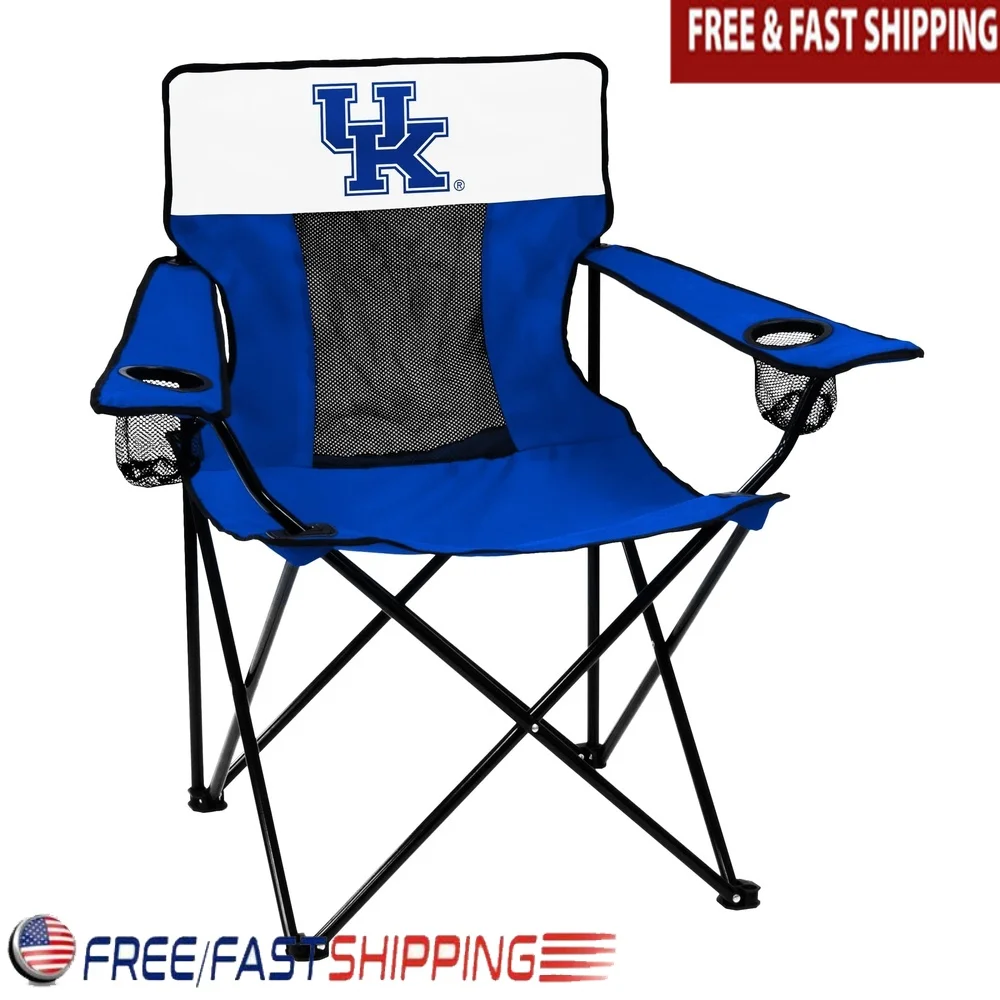 

Portable Steel Frame Chair with Adjustable Armrests and Cup Holders Ideal Tailgating Camping Outdoor Activities Supports 275lbs