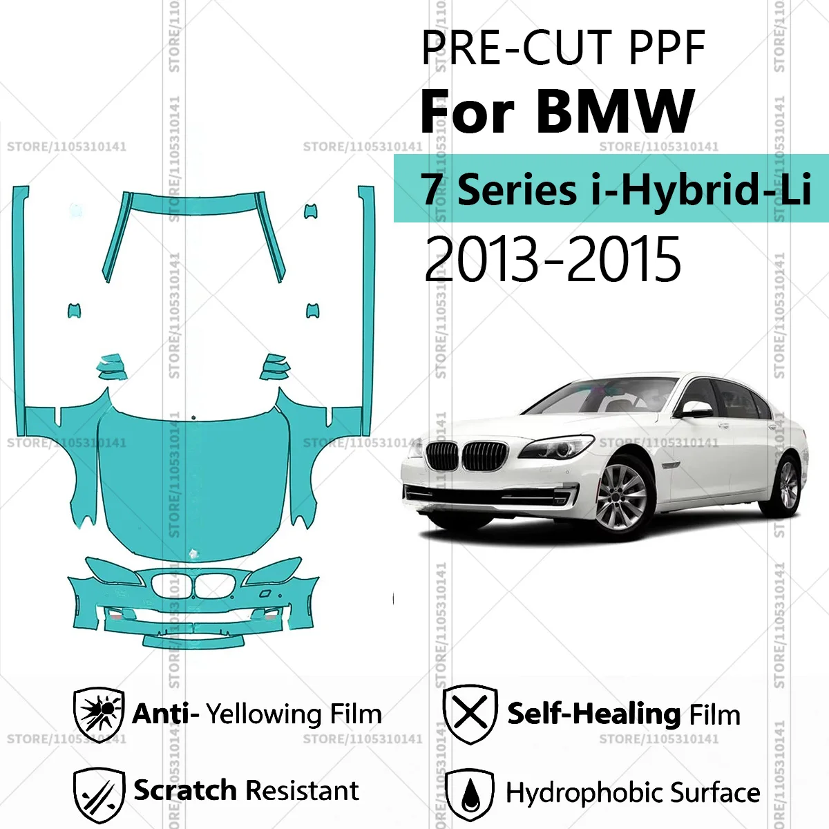 

For BMW 7 Series i-Hybrid-Li 2013-2015 Pre-Cut Paint Protection Film PPF Transparent Car Film Automotive PPF Front Kit-Rockers