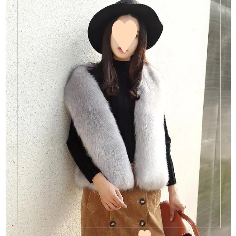 سترة نسائية مقاومة مريحة منفوش من الفرو الصناعي سترة للنساء سترة سميكة ناعمة مقاومة للبرودة مقاس كبير صدرية نسائية فروي