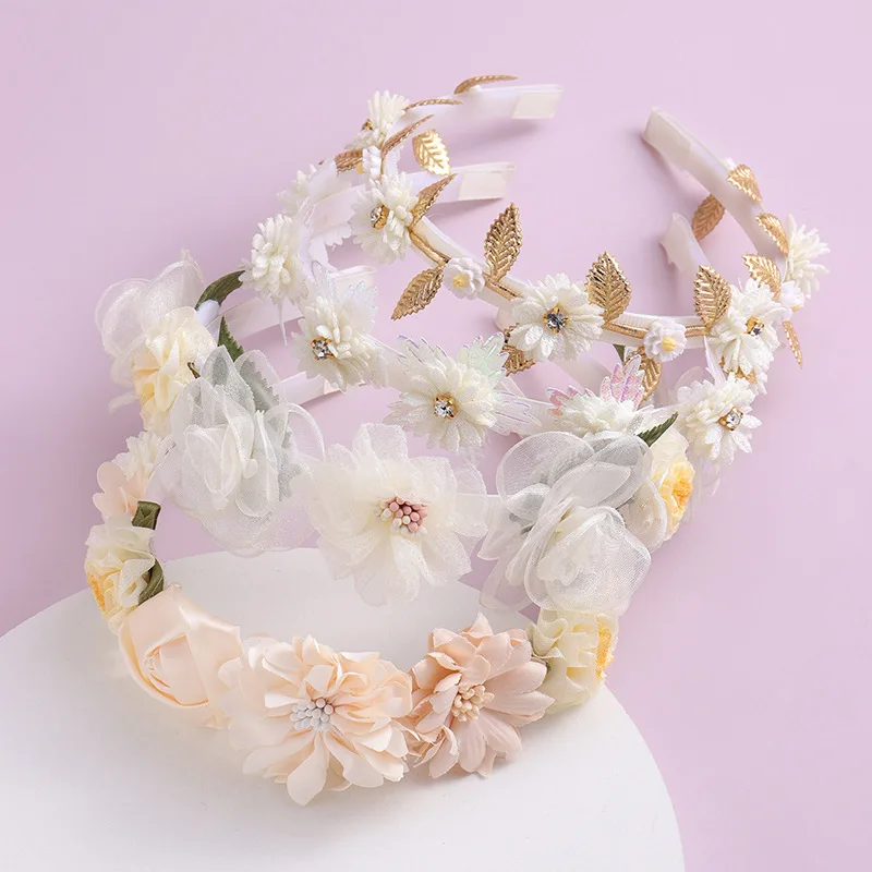 Imitation Flower Hair Hoops for Girl Floral Leaves Headdress