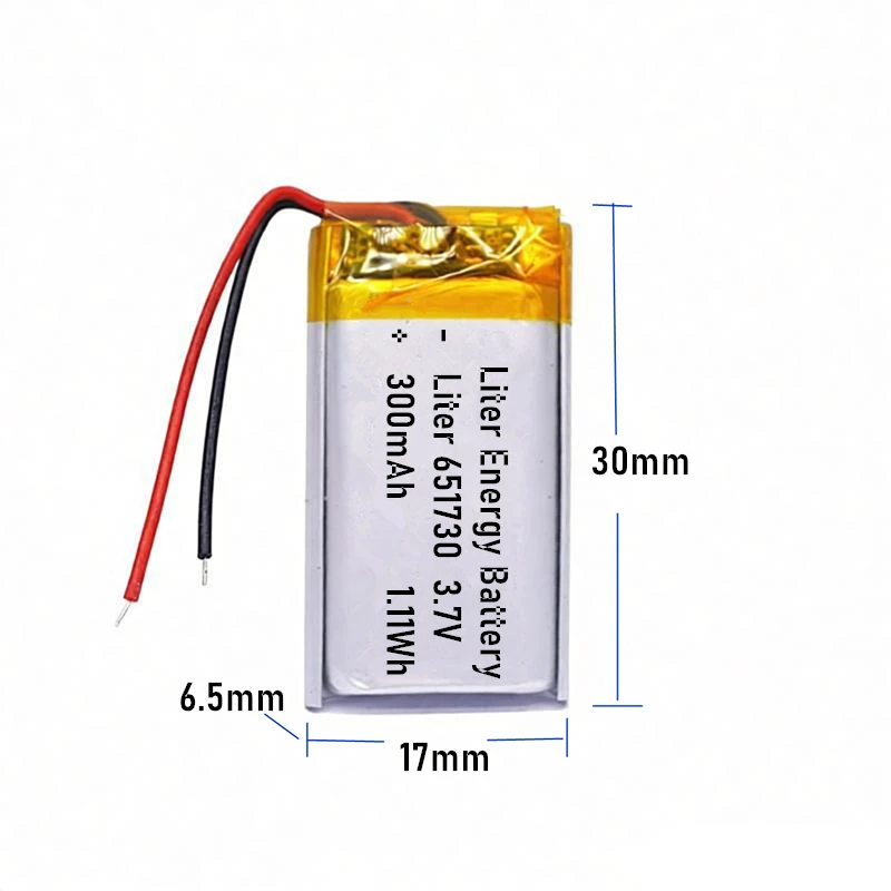 best battery brand 3.7v lithium polymer battery 651730 300MAH small toys MP3 MP4 GPS navigation mobile power