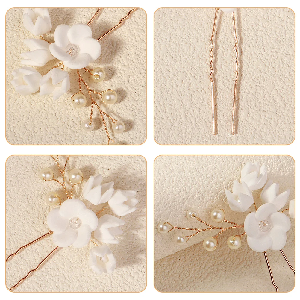 

2Pcs Bridal Hair Accessories Pearls Faux Flowers Wedding Updos Elegant Floral Design Versatile Portable Comfortable