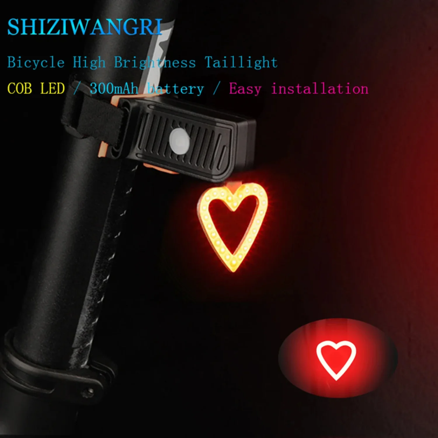 

[USB перезаряжаемый креативный сердце/круглой формы COB задние фонари для велосипеда задний фонарь для велосипеда", "Креативная перезаряжаемая через USB сердце/Rou