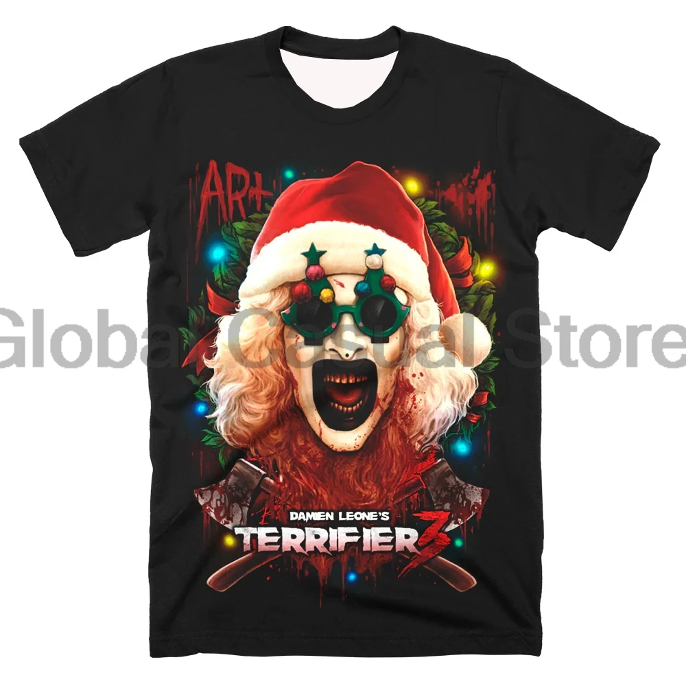 Terrifier 3 Horror Film T-Shirt Halloween Kerst Merch Crewneck Korte Mouw T-Shirt Dames Streetwear Tops