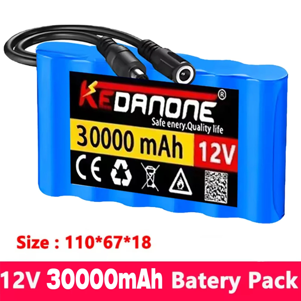

⚡ Portable Super 12V 30000mah 18650 Rechargeable Lithium Battery Pack 12.6V for CCTV Camera Camping Light DC Plug+12.6V 1A
