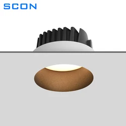 SCON LED Downlight Borderless Embedded Anti Glare 7W 12W 85-265V COB Spotlight Lampa sufitowa do salonu Sypialnia Hotel Villa