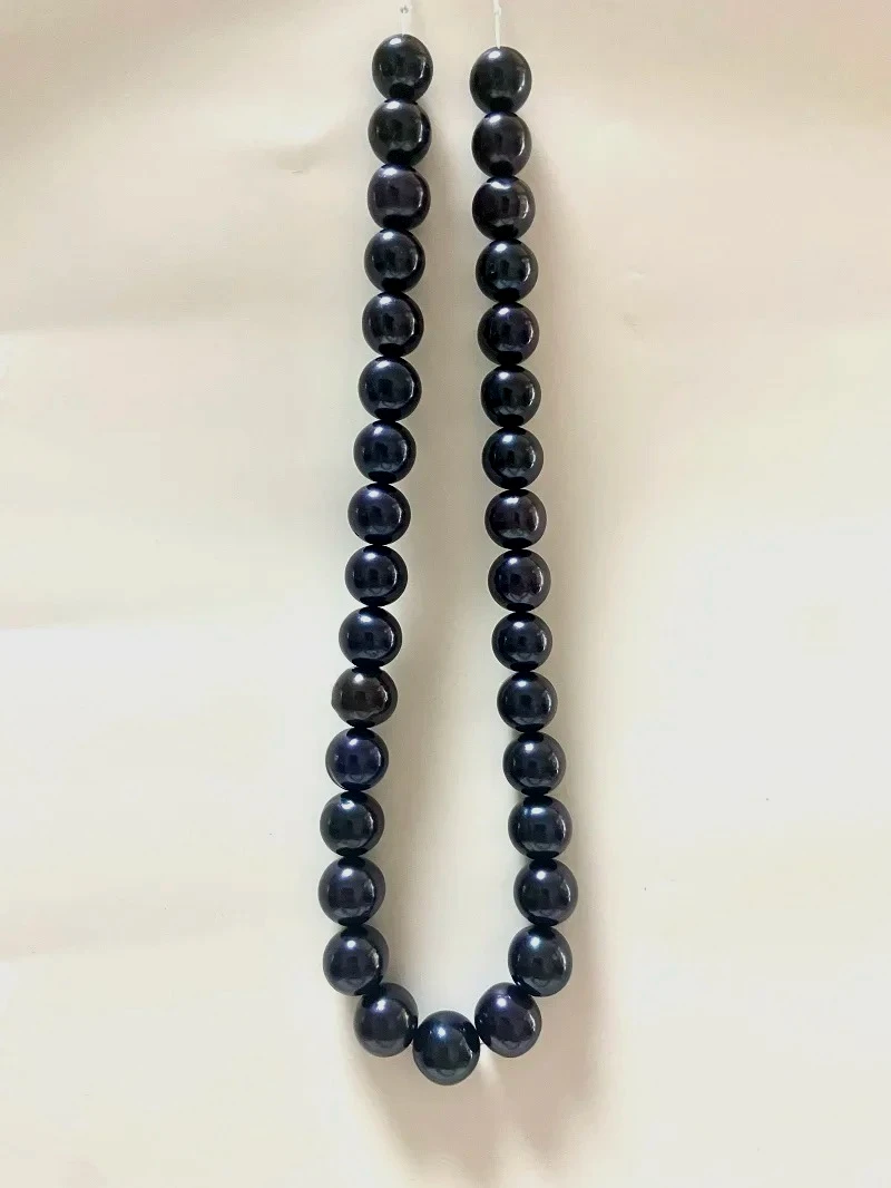 

Round Pearl Necklace Genuine, Black 12-15mm