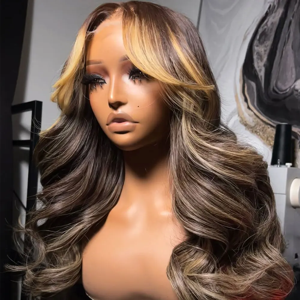 

13x6 Hd Lace Front Human Hair Wigs Highlight Wig Human Hair P4/27 Honey Blonde Body Wave Lace Frontal Wig For Black Women Wigs