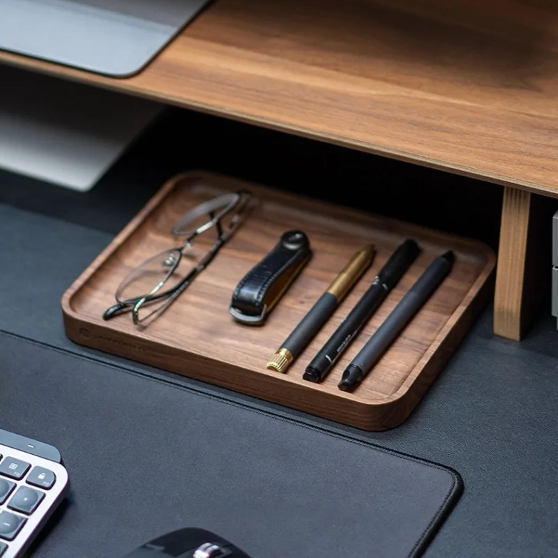 Wooden Storage Tray Minimalist Pen Desktop Storage Box Multifunctional Coffee Table Organizer Trays Stationery Organization