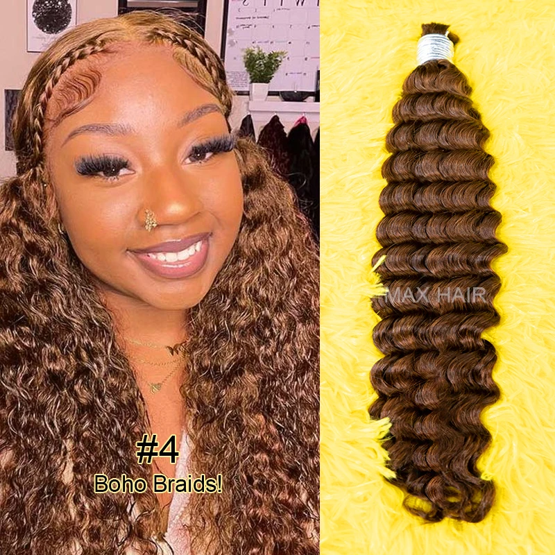 Bulk Human Hair For Braiding Vietnam Deep Wave Hair 18-30 Inches No Wefts Different Color Hair Extension For Women 100g/pcs