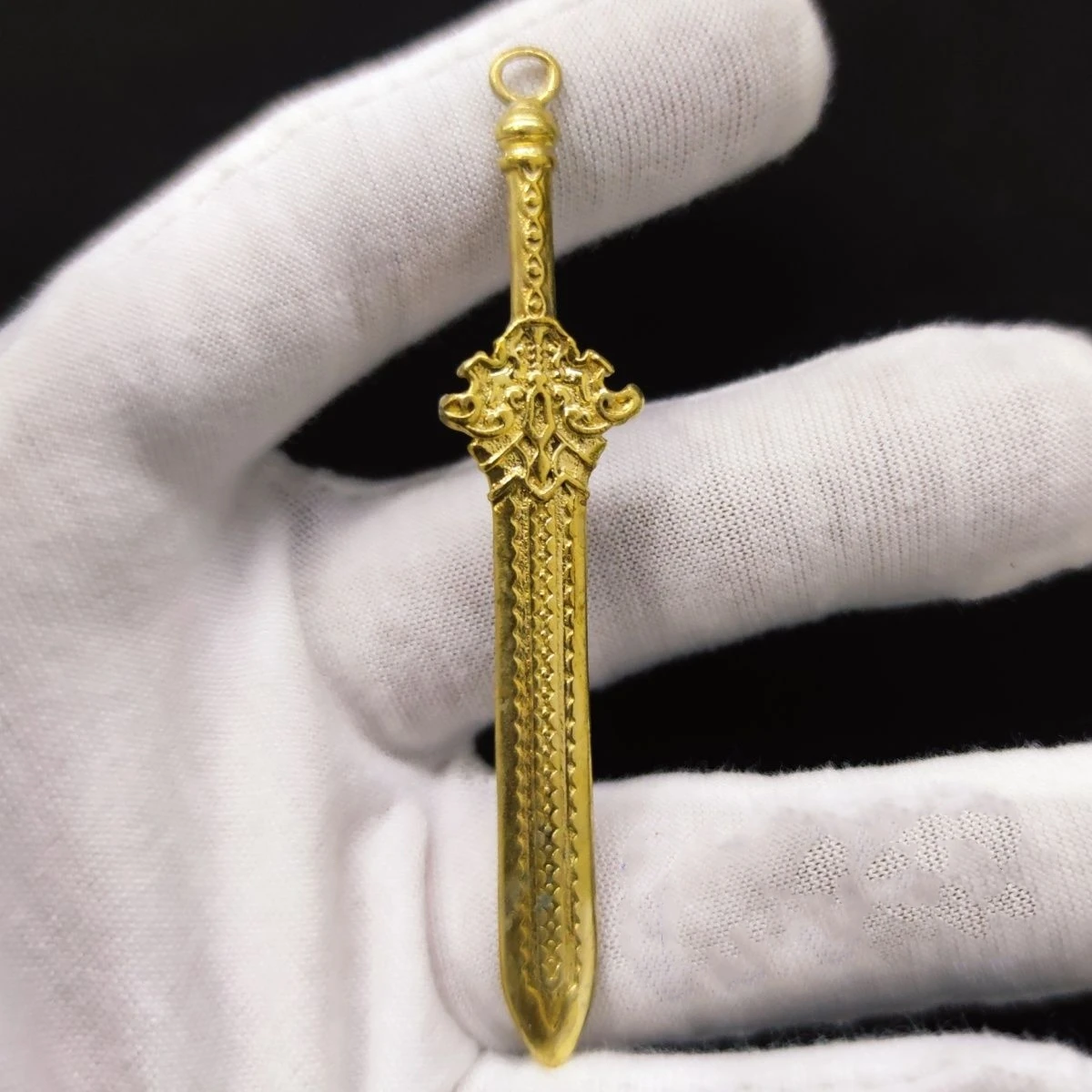 

Brass 7.5cm Ancient Sword Desk Ornament - Vintage Mini Relic Sculpture , Historical Decor for Shelf Display & Collector