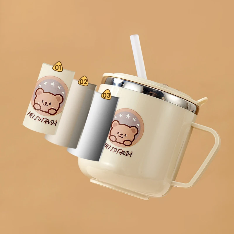 كوب ماء لطيف كابيبارا 316 من الفولاذ المقاوم للصدأ للأطفال مع شفاطة 270 مل كوب معزول مزدوج الجدار كوب قهوة حليب مانع للتسرب