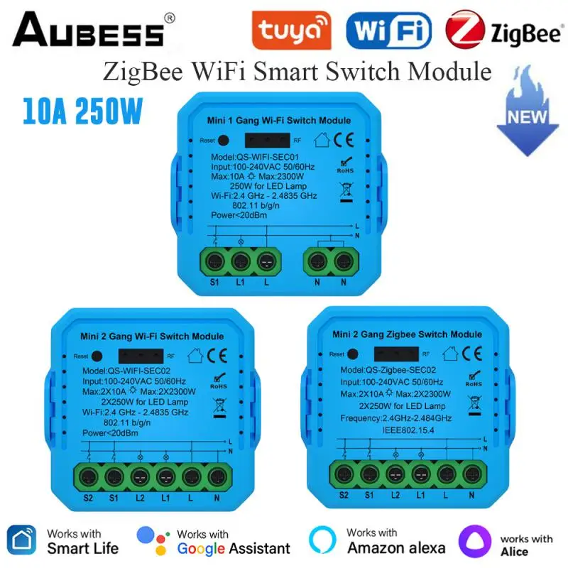 Tuya ZigBee WiFi Smart Switch Module Smart Home Two-way Control Timer Smart Life Remote Control Vias Alexa Google Home Alice