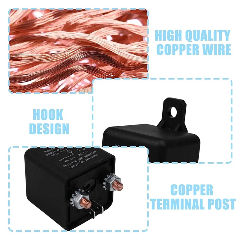 Remote Battery Disconnect Switch, Wireless Remote Control Battery Disconnect Switch, 12V 200A Dual Remote Control Switch