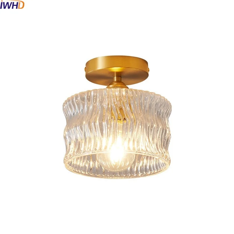 IWHD Japanese Style LED Ceiling Lamp Clear Glass Bedroom Living Room Porch Entry Lighting Night Lights Fixtures Interior Decor