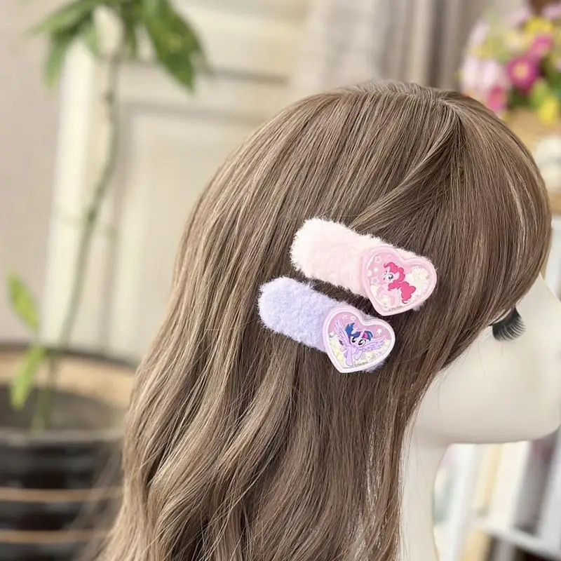 Genuine My Little Pony Luminous Quicksand Autumn and Winter Plush Hair Clips Children Cute Kawaii Christmas Birthday Gift