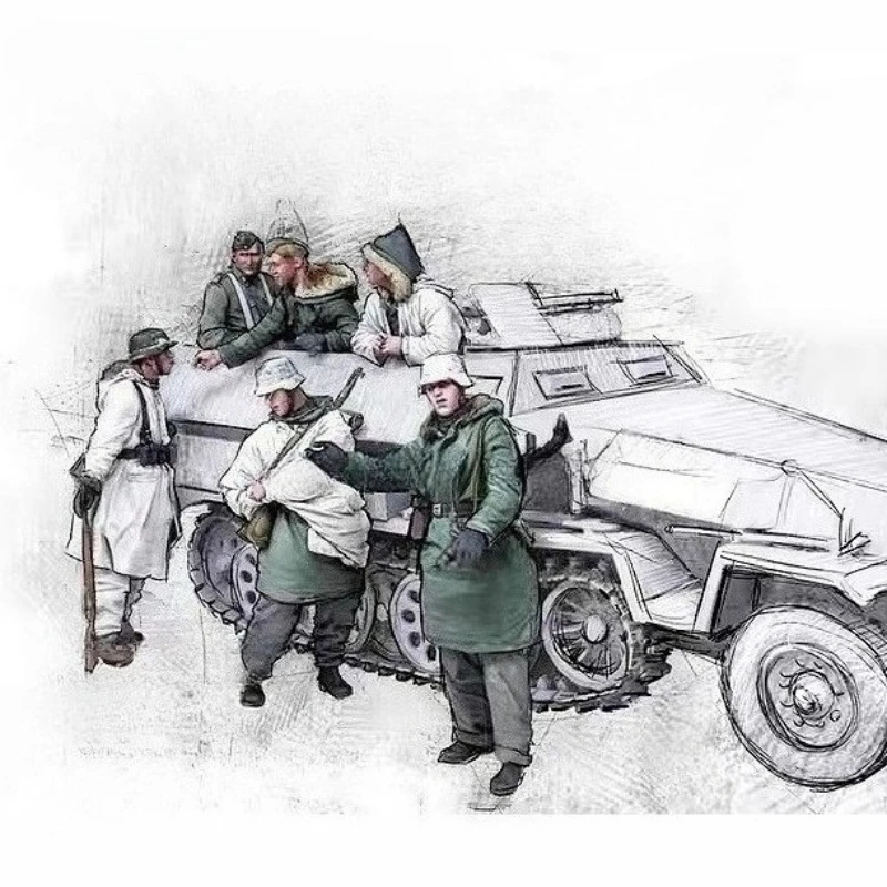 1: 35 Die Casting Resin Model Assembly Toy Soviet Tank Soldier 6-Person Scene Layout Characters Unpainted State 2