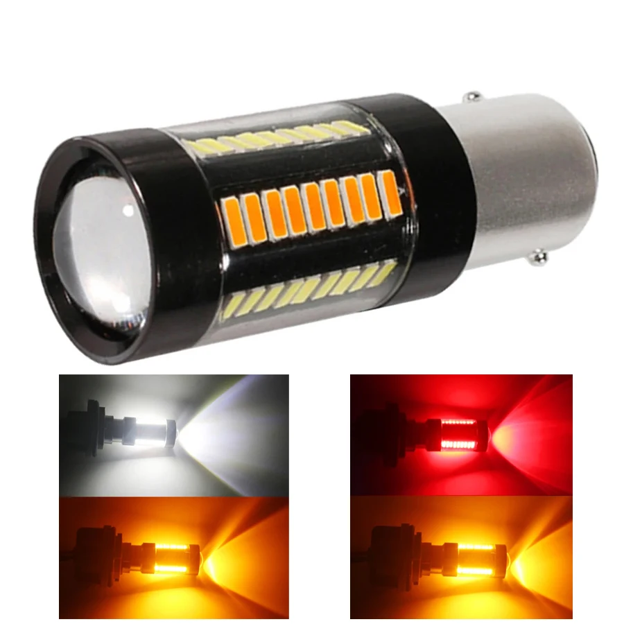 1 Piece Dual Color 1157 BAY15D P21/5W LED Bulb  White/Red Amber Switchback Lamp Car DRL Turn Signal Light 66-SMD