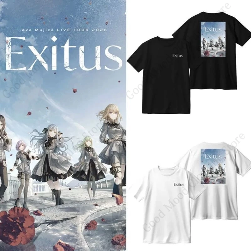 BanG Dream! T‑Shirt Ave Mujica 2026LIVE TOUR Exitus Same Print Short Sleeve Tee Tops Women Men fashion Summer Cotton T Shirt