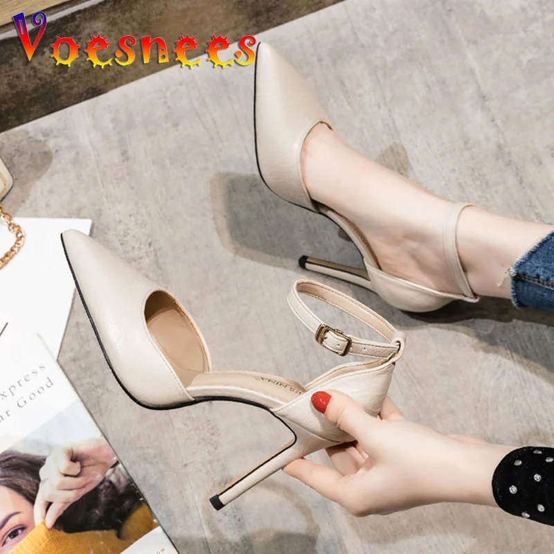 

2022 Summer Office High Heeled Pumps Women Fashion Party Ankle Buckle Strap Shoes Elegant Pointed Toe Female Dress Single Shoes