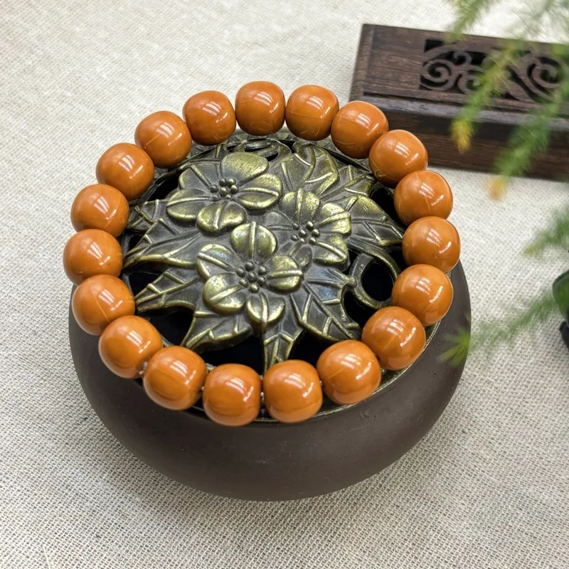 Wild monkey head bead bracelet, perfectly round polished beads, vintage style single-loop hand-twisted soft walnut bracele
