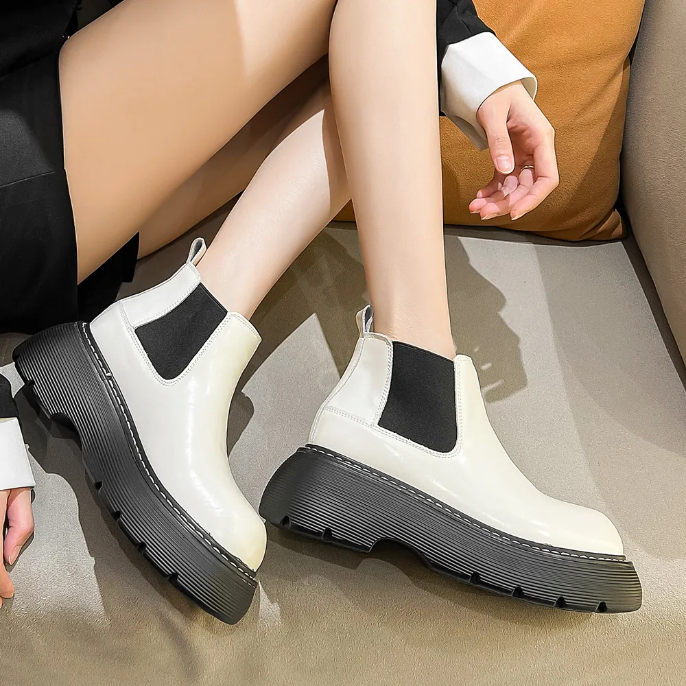 FEDONAS Popular Thick Platforms Women Ankle Boots Genuine Leather Round Toe Casual Working Short Boots Autumn Winter Shoes Woman