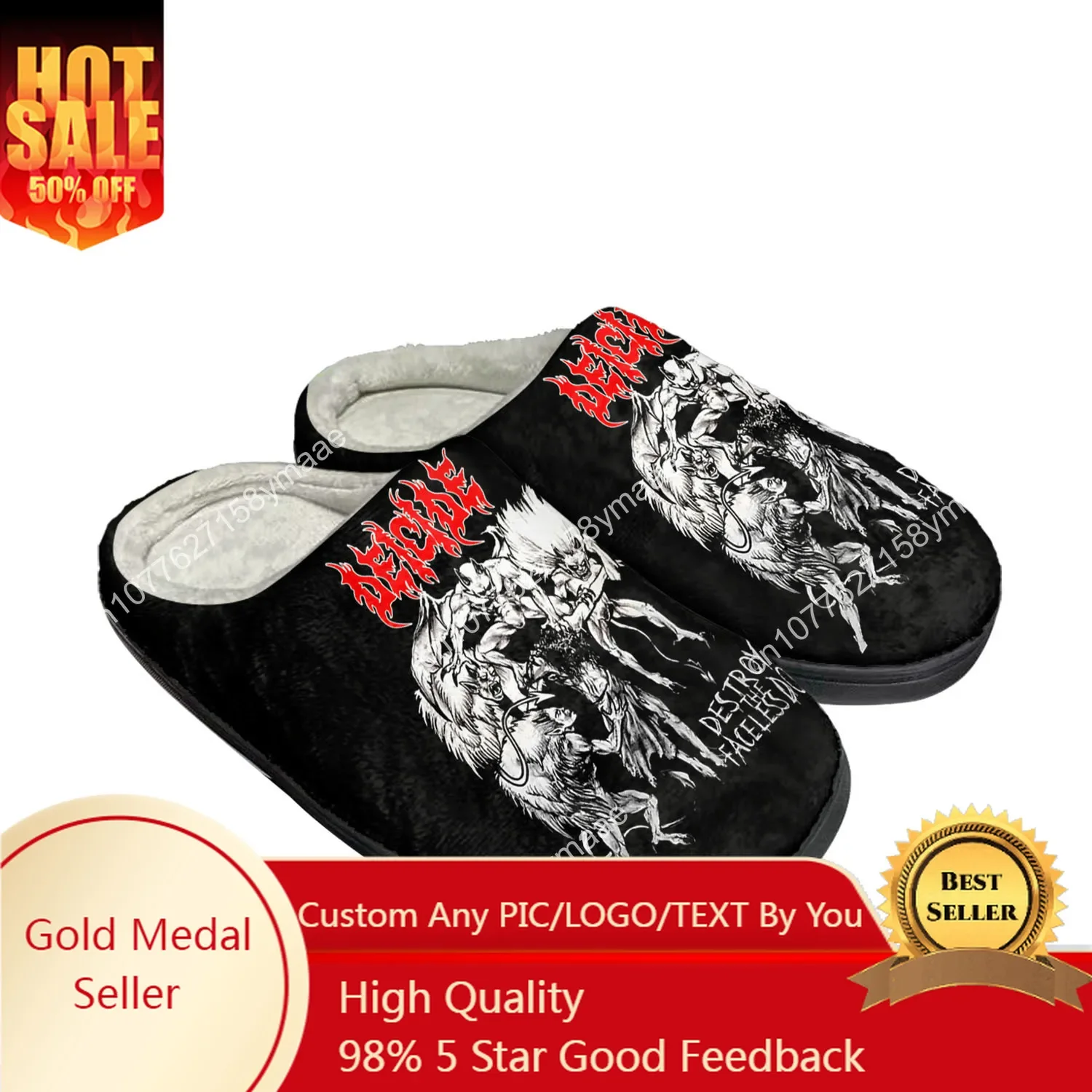 

Deicide Band Home Cotton Slippers Mens Womens Plush Bedroom Casual Legion Keep Warm Shoes Thermal Indoor Slipper Customized Shoe