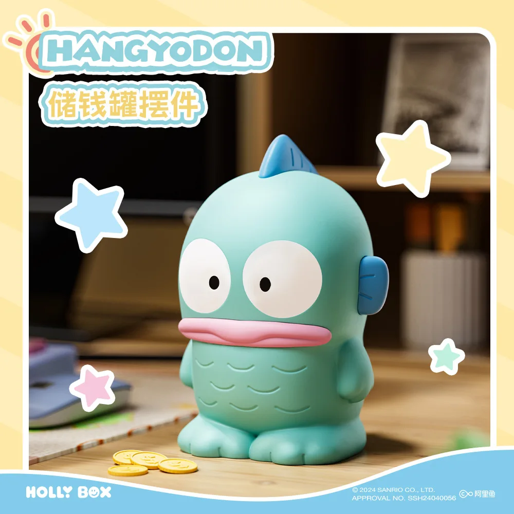 Genuine Sanrio Ugly Fish Hanton Character Piggy Bank Desktop Decoration Desktop Savings Savings Figurine Model Toy Kids Gift