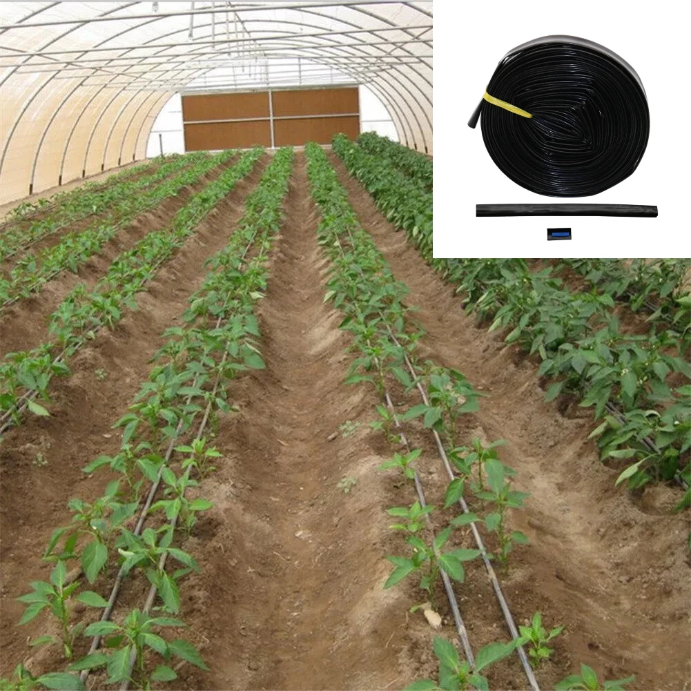 20m/Roll 16mm Black Drip Irrigation Tape Garden Hose Soaker Greenhouse Agriculture Watering Saving Drip Hose
