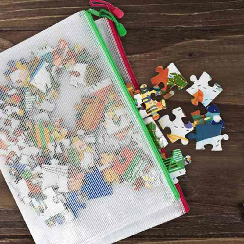 Grid File Bag Zipper File Bag Store File Grid Bag Mesh Storage Bag Transparent File Bag Delivery Data Storage Bag