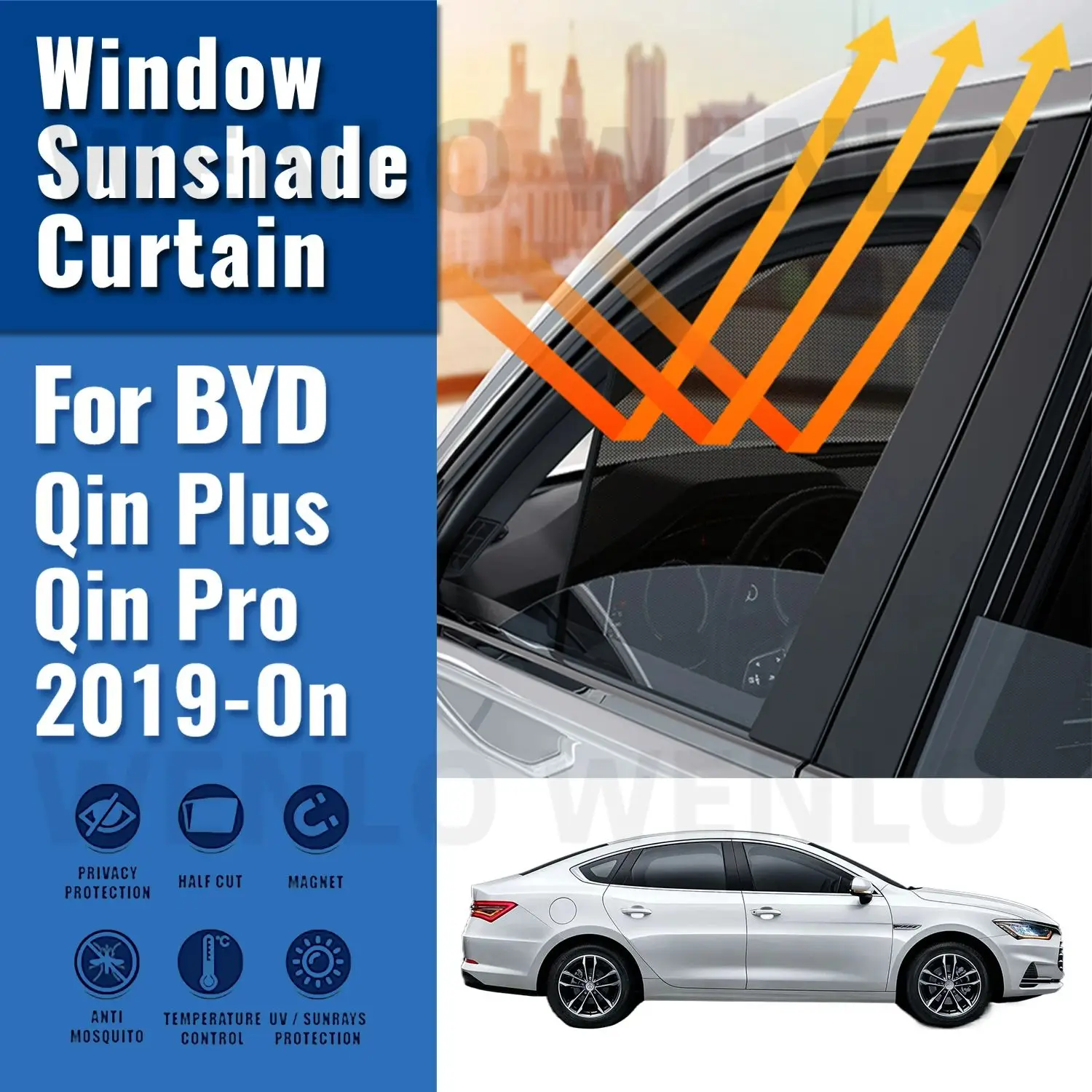 

Для BYD Qin Plus Pro 2019 2020 2021 2022 2023, автомобильный солнцезащитный козырек, магнитная шторка на переднее и заднее лобовое стекло, солнцезащитный козырек на боковое окно