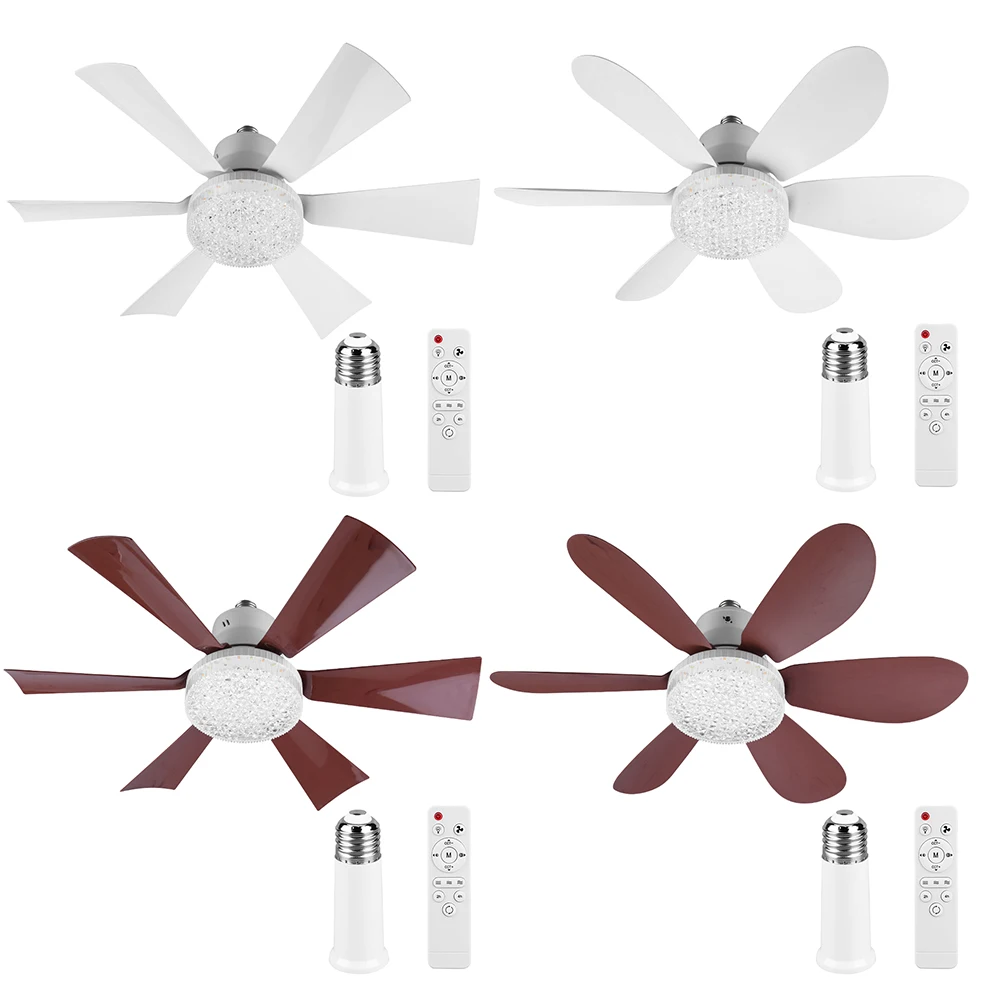 พัดลมเพดานพร้อมไฟพัดลมหลอดไฟ 3 สีจับเวลาพัดลมไร้สายปรับความเร็วลมซ็อกเก็ตพัดลมสําหรับห้องรับประทานอาหาร