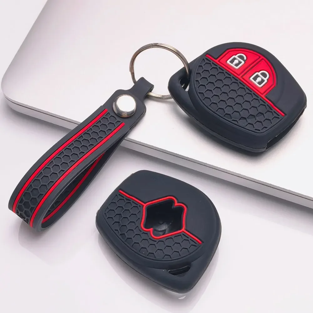 Silicone Car Key Fob Cover with Keychain for Suzuki Swift Alto Jimny SX4 Vitara Ignis Celerio 2 Button Anti Scratch Key Holder