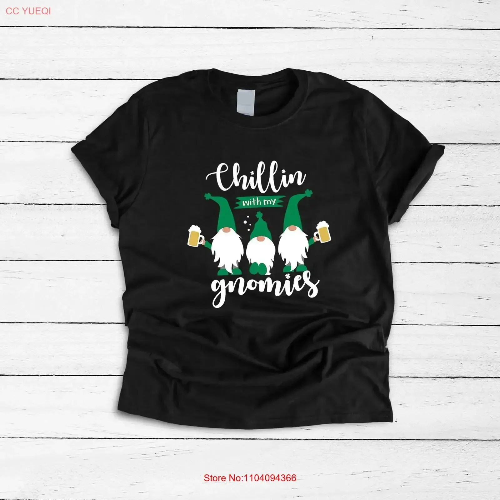 

Chillin With My Gnomies T Shirt Gnome St Patricks Day Beer Drinking Shamrock Three vintage Washed Top For Everyday Wear