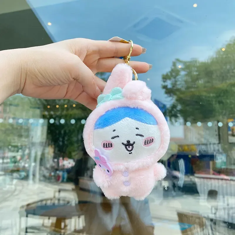 Costume Chiikawa Plush Doll Keychain Pudding Rabbit Soft Fluffy Pendant Cute Small Plush Toy Children's Party Gift