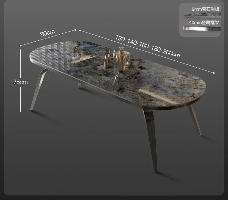 Y Italian light luxury stone slab dining table large apartment luxury hotel commercial rectangular marble dining table2003