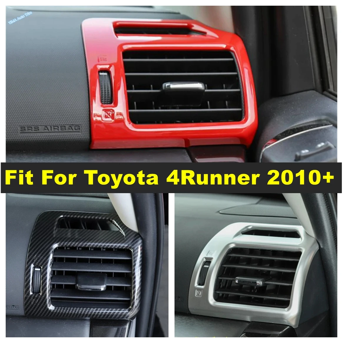 ABS Auto Side Air Conditioning AC Outlet Vent Cover Trim For Toyota 4Runner 2010 - 2019 Red / Carbon Fiber Interior Accessories