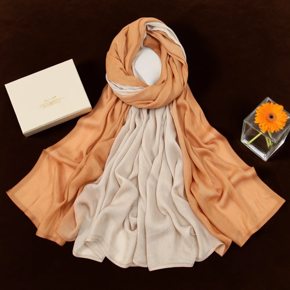 

Women Muslim Gradient Hijab Shawls Scarf Jersey Hijabs Plain Soft For Woman Muslim Voile Head Wraps Bufanda Foulard Islamic New