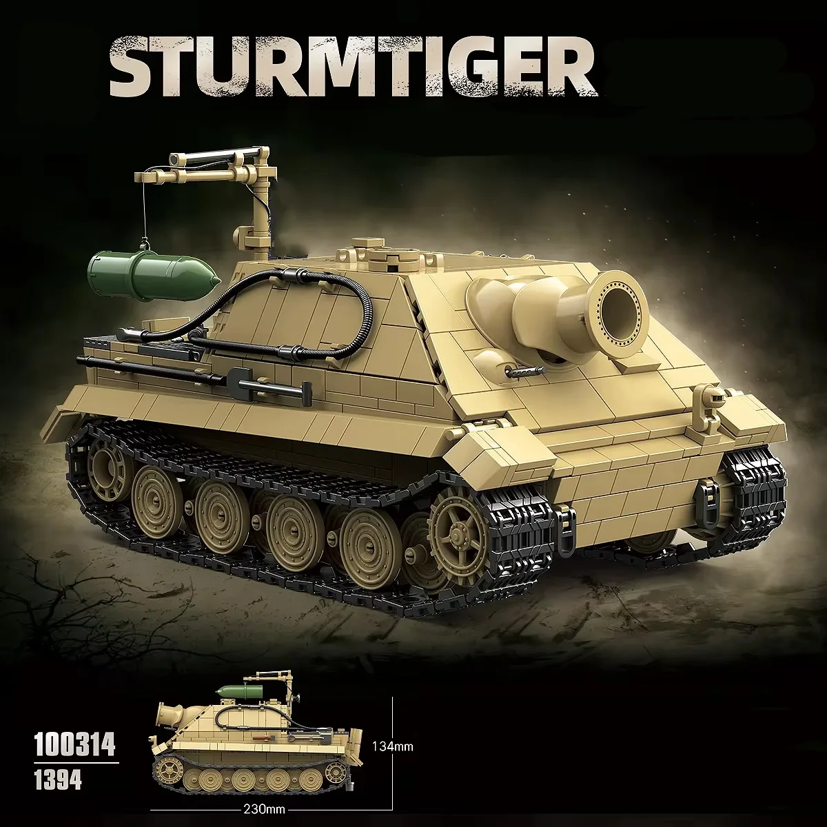 Armee-Sturmtiger-Panzer-Bausteine, Szenerie mit Militärwaffen, Modellbausatz, Schreibtischdekoration, Spielzeug, Geschenke, 1394 Teile
