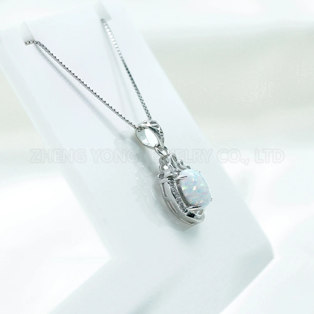Wave Pattern Pendant 925 Silver DIY Color Oval Shape Opal Pendant for Women